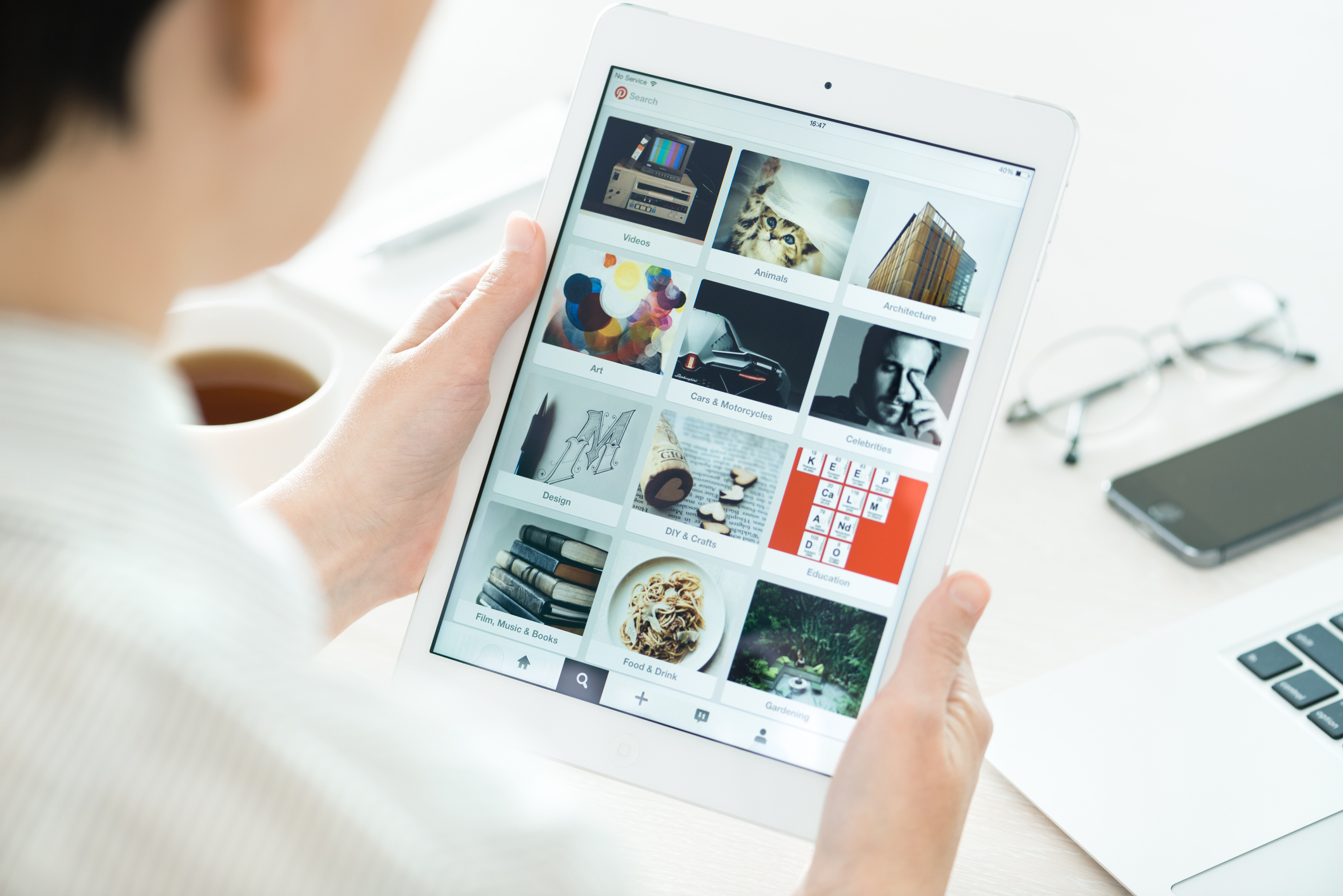 Pinterest boards on Apple iPad