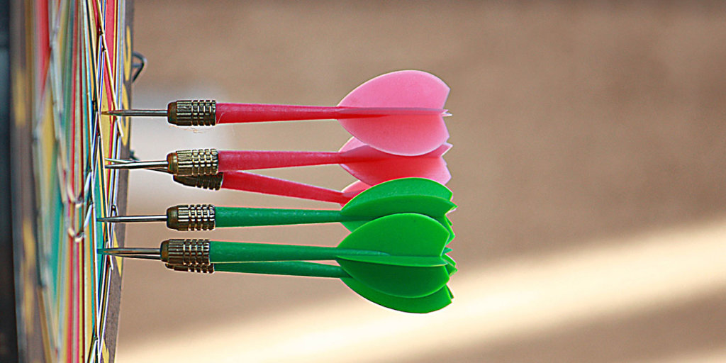 darts on the dart board