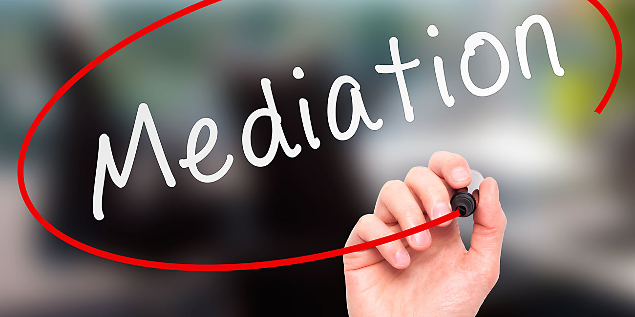 Hand writing Mediation with marker on transparent wipe board