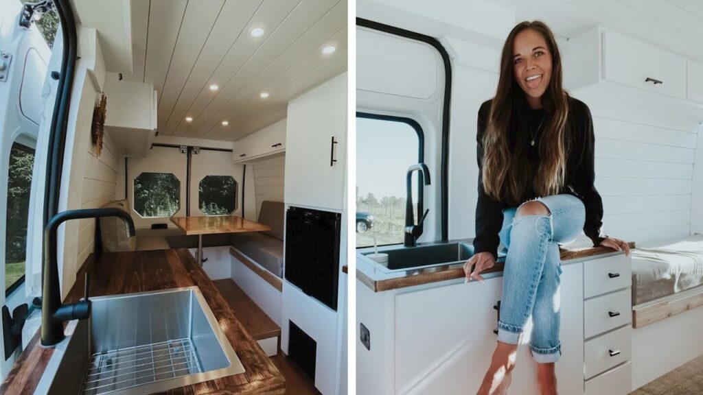 VAN TOUR // MODERN SELF-BUILD VAN CONVERSION // Honeymoon On The Road Turned Into FULL-TIME VANLIFE