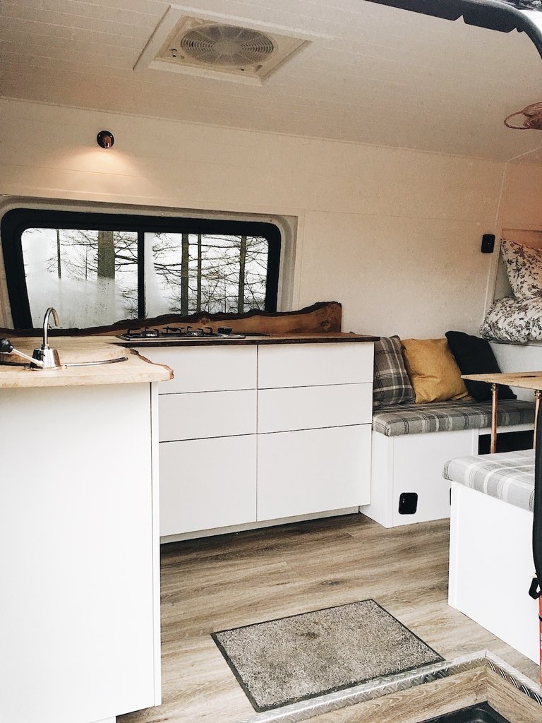 Jacqui’s Modern-Apartment-Like Mercedes Sprinter Van Conversion the van conversion guide ebook