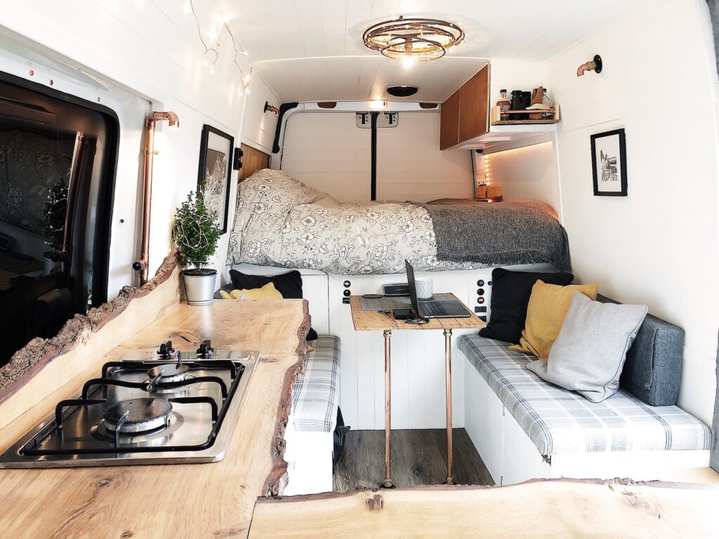 Jacqui’s Modern-Apartment-Like Mercedes Sprinter Van Conversion the van conversion guide ebook