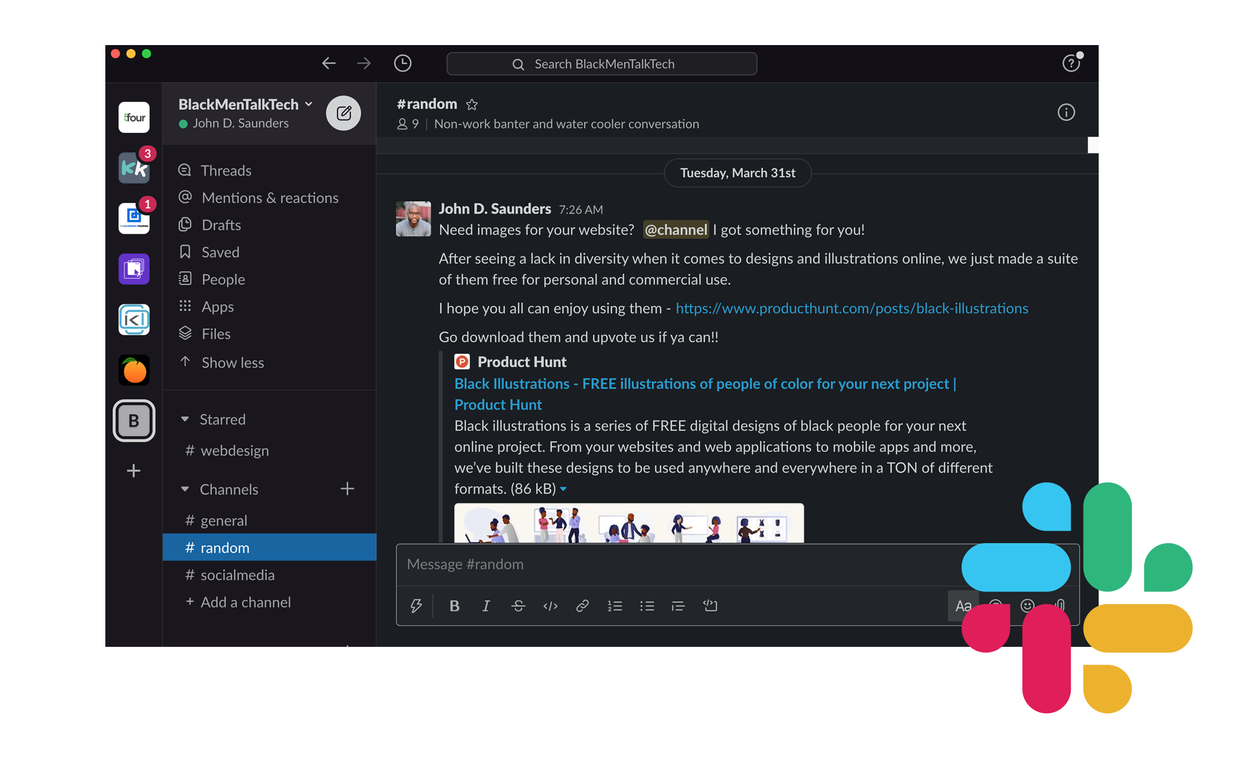 Free Slack Channel dashboard