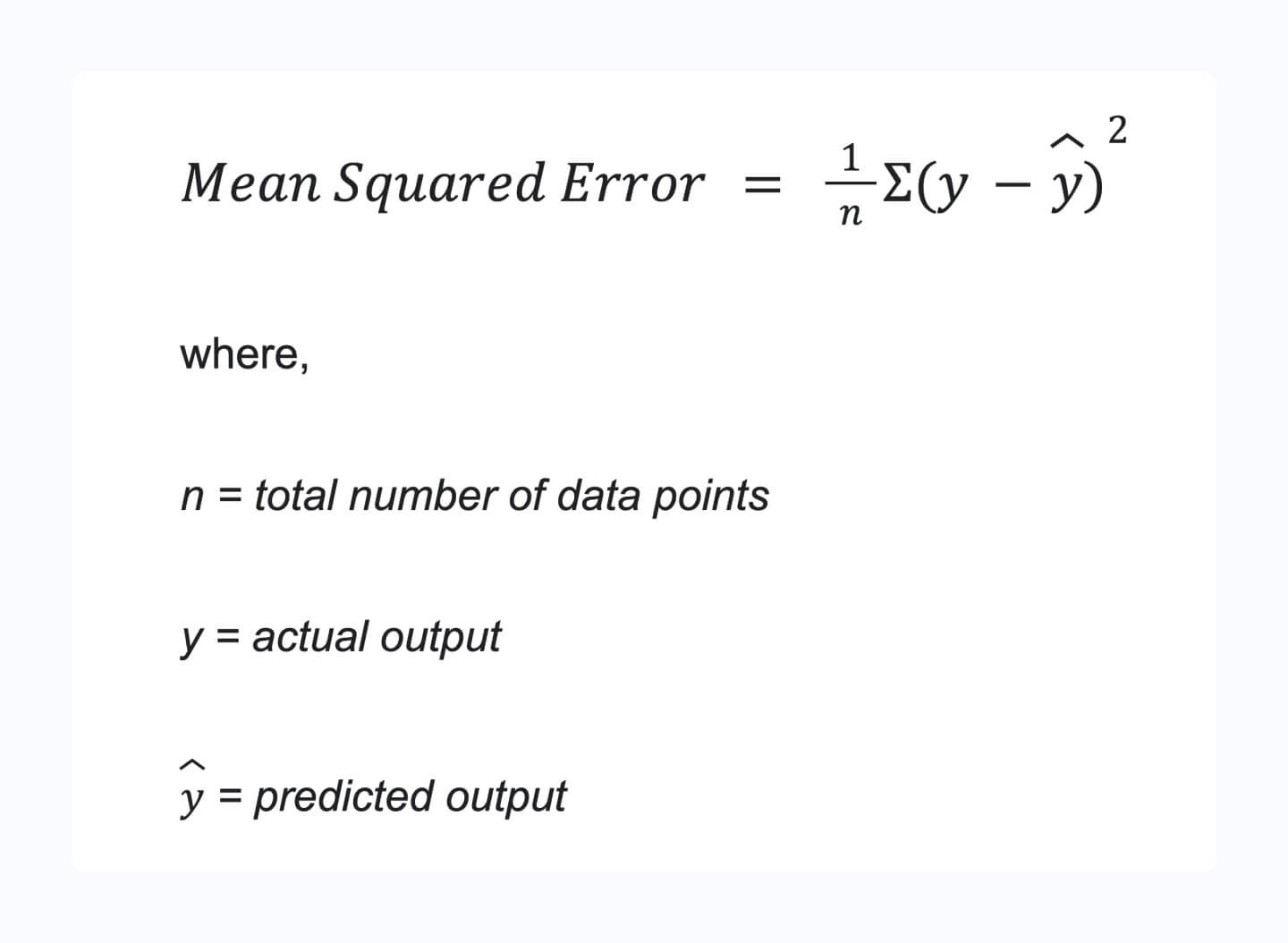 Mean Squared Error (MSE)