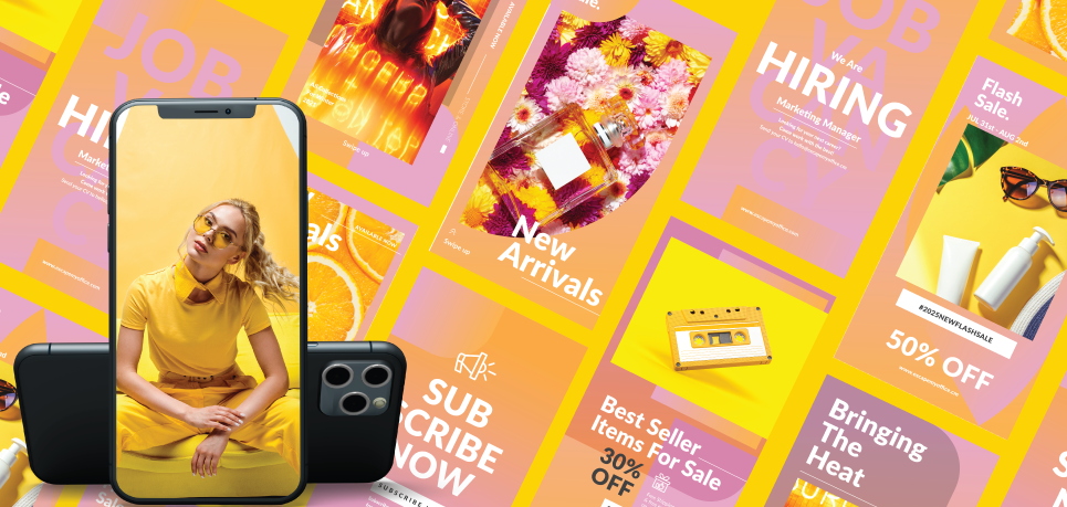An Instagram Layout and colourful feed.