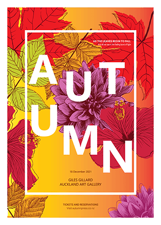 A colourful flyer with colours advertising an art gallery show.