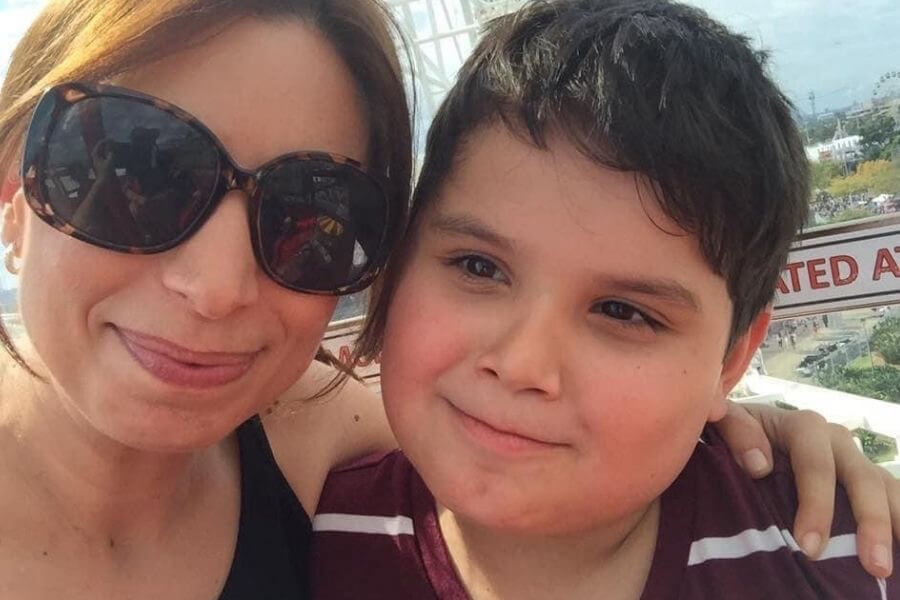 Selfie of mum with son