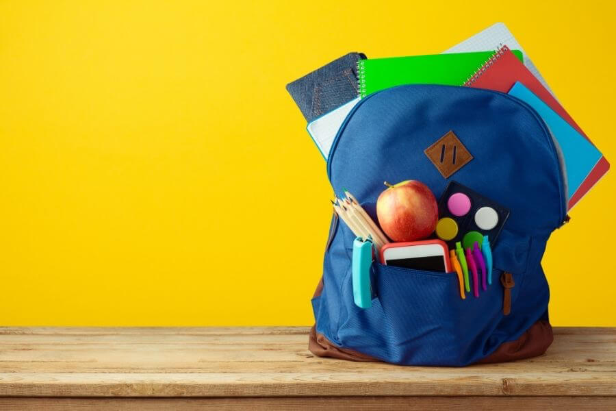 School bag sitting on desk