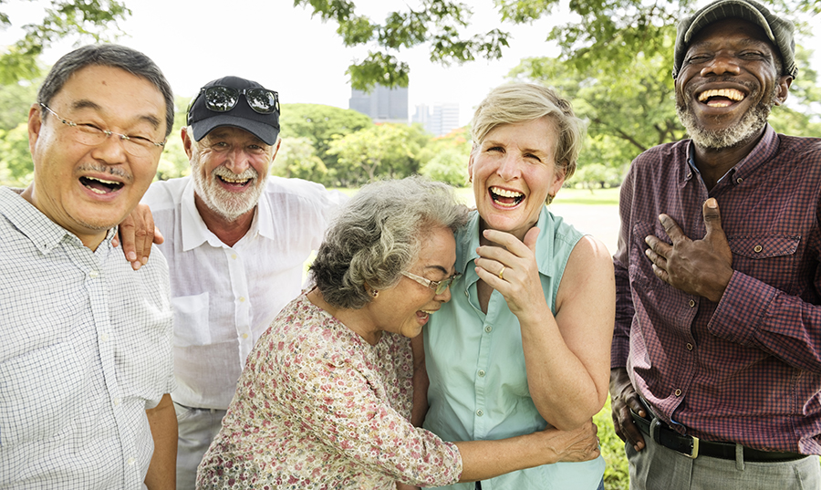 Group of happy, engaged seniors
