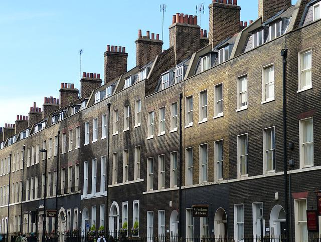 house facades, houses, chimneys