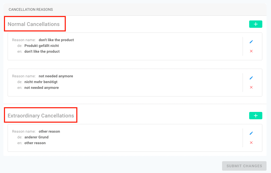 Screen of the settings in the circuly operations backend