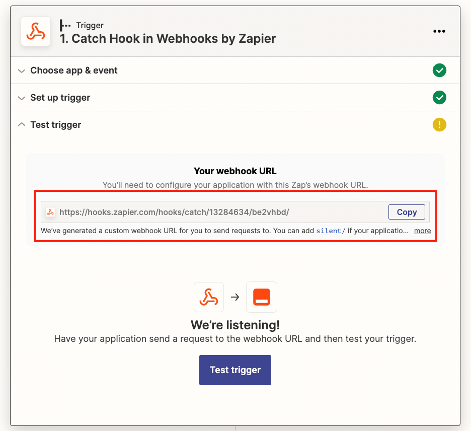Screenshot of Zapier to show how zapier works with webhooks and circuly