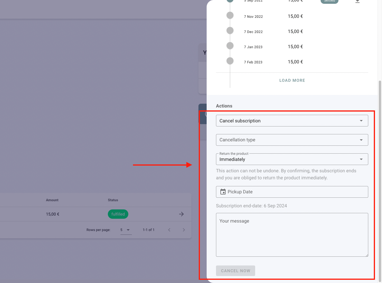 screenshot of the circuly customer self service portal to show the refer a friend feature