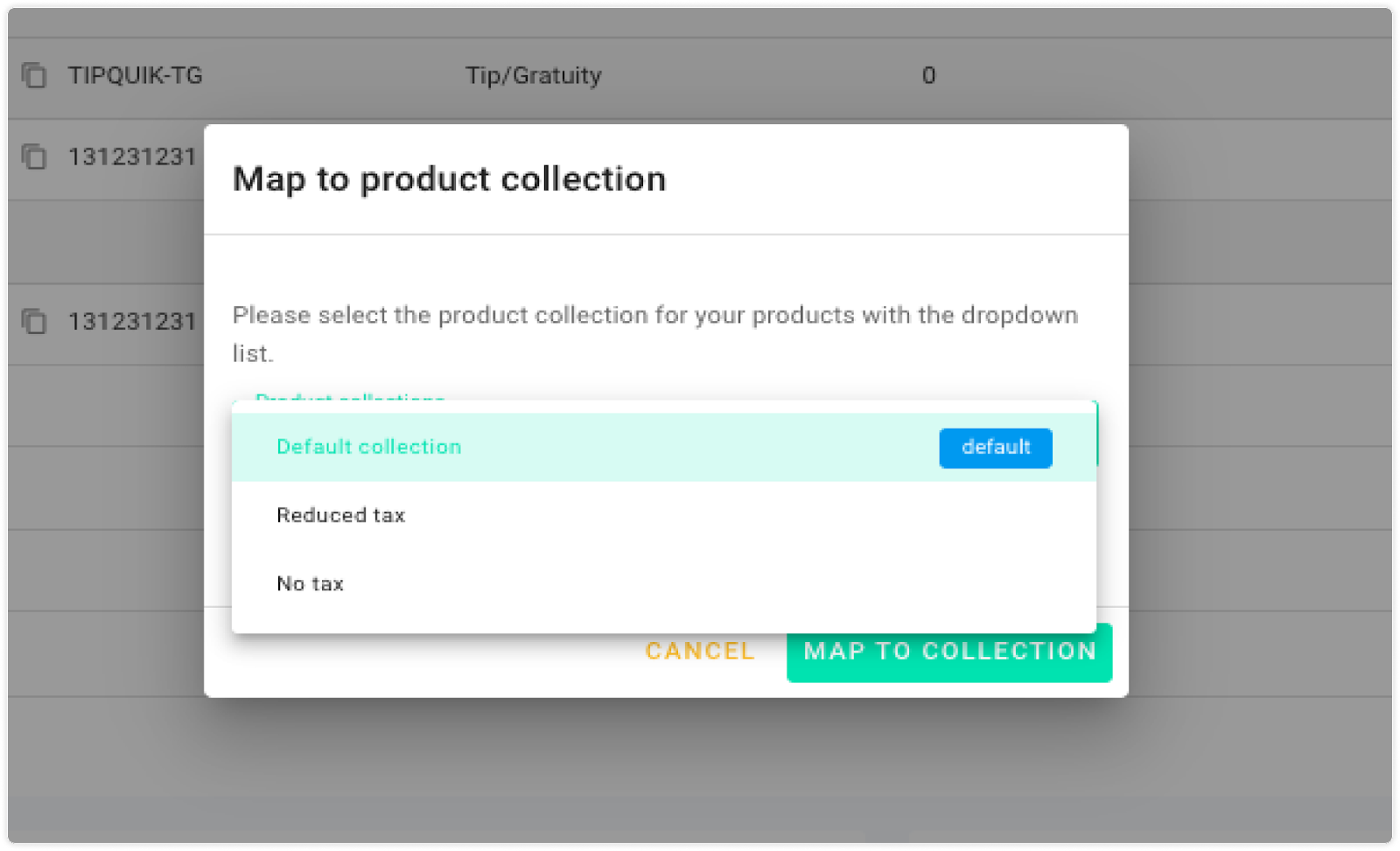 Screenshot of product list to show the tax rules feature