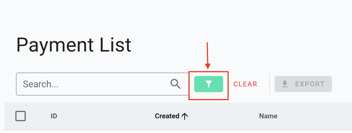 Screenshot of the payment list to show the chargeback feature