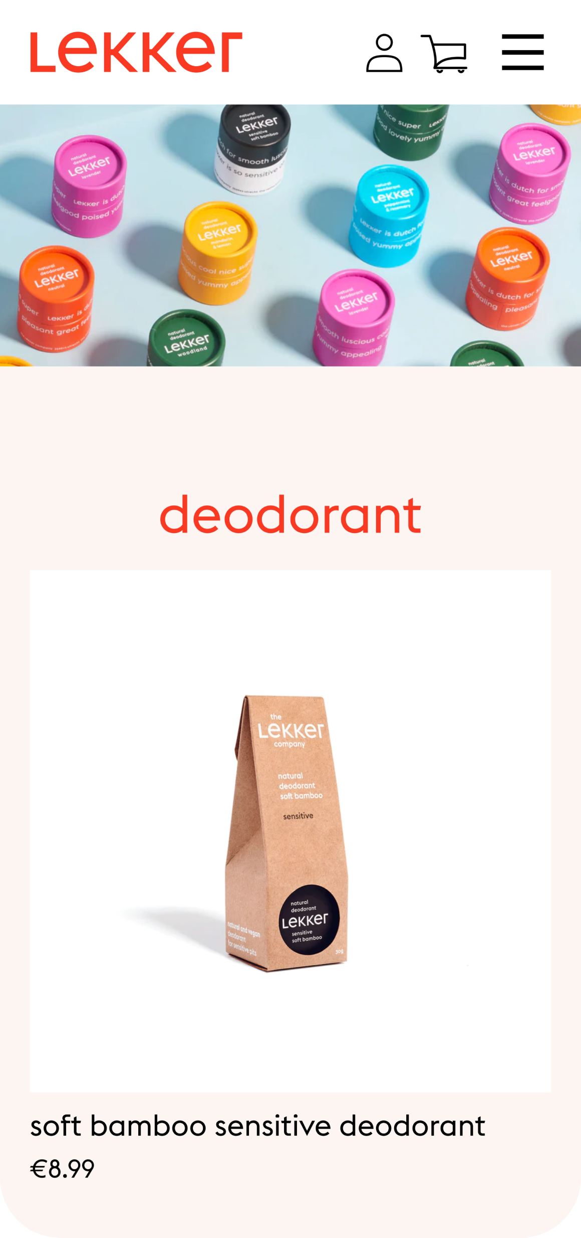 the lekker company products page mobile