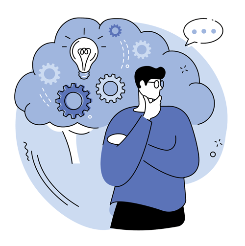 a man thinking on his own