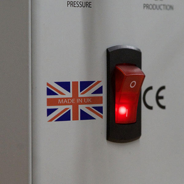 Red on and off switch on Aquaflame machine