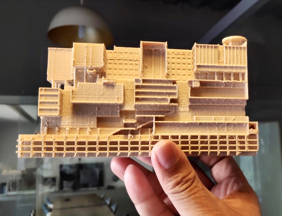 Crafting a 3D model of his architectural vision