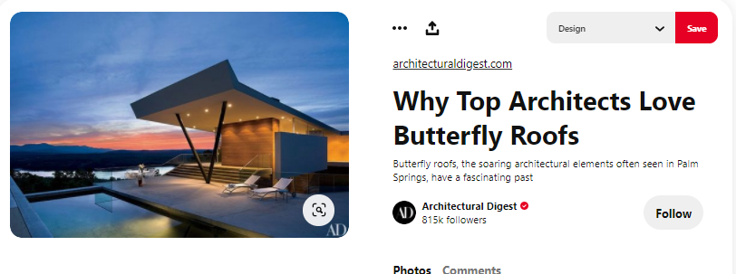 Architects’ search for butterfly roofs on Pinterest
