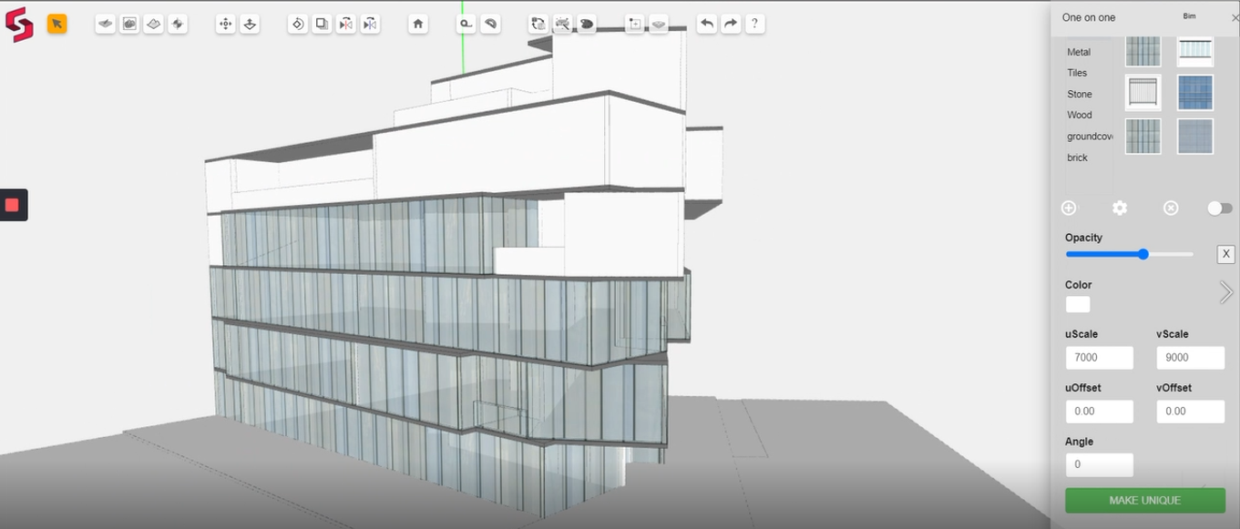 Applying materials on Snaptrude BIM design software