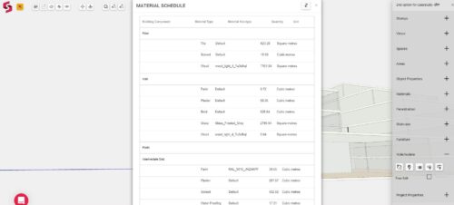 Snaptrude auto generation of Bill of Materials