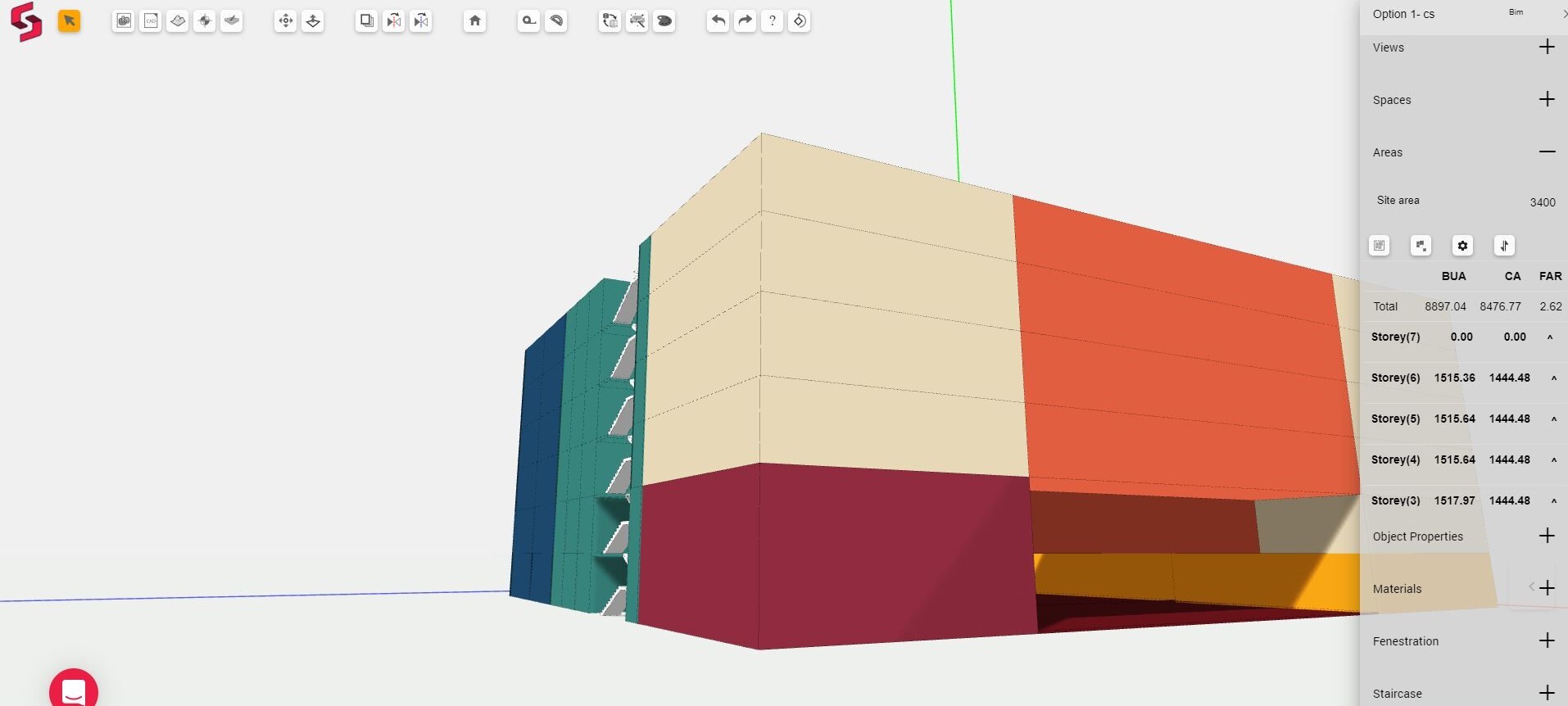 Snaptrude auto area calculation