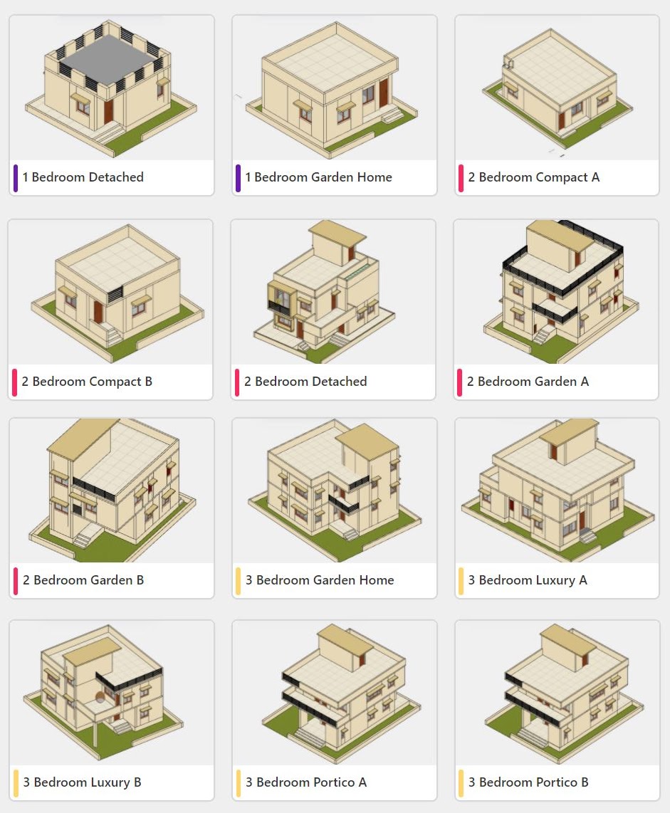 Multiple home design options tested on Snaptrude