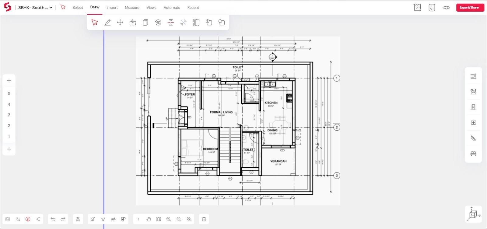 Preliminary floor plan from a PDF file