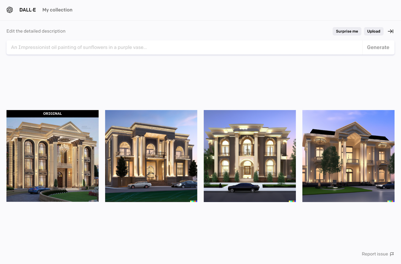 AI generated image showing designs variations