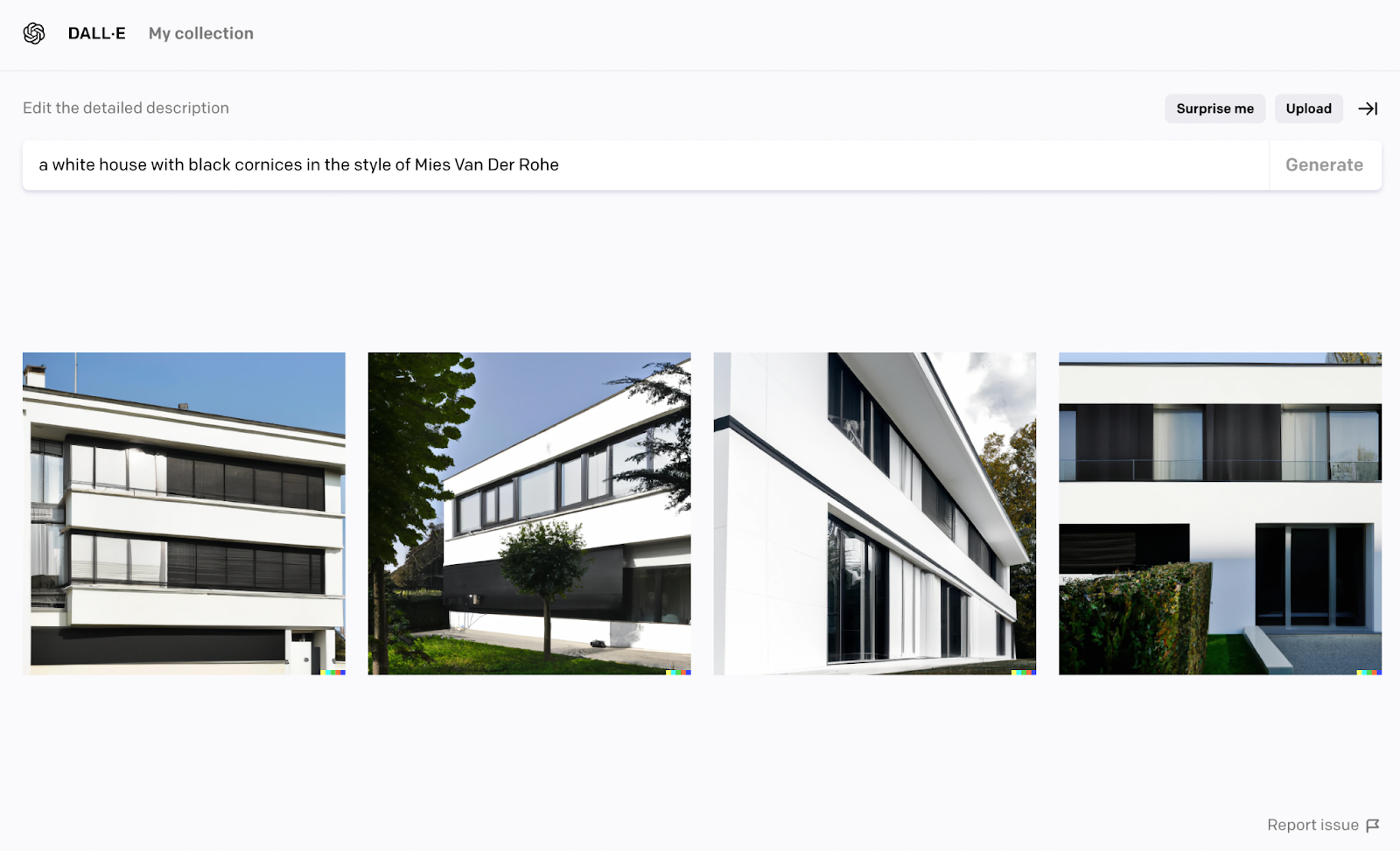 AI generated image of a house by Mies Ven Der Rohe