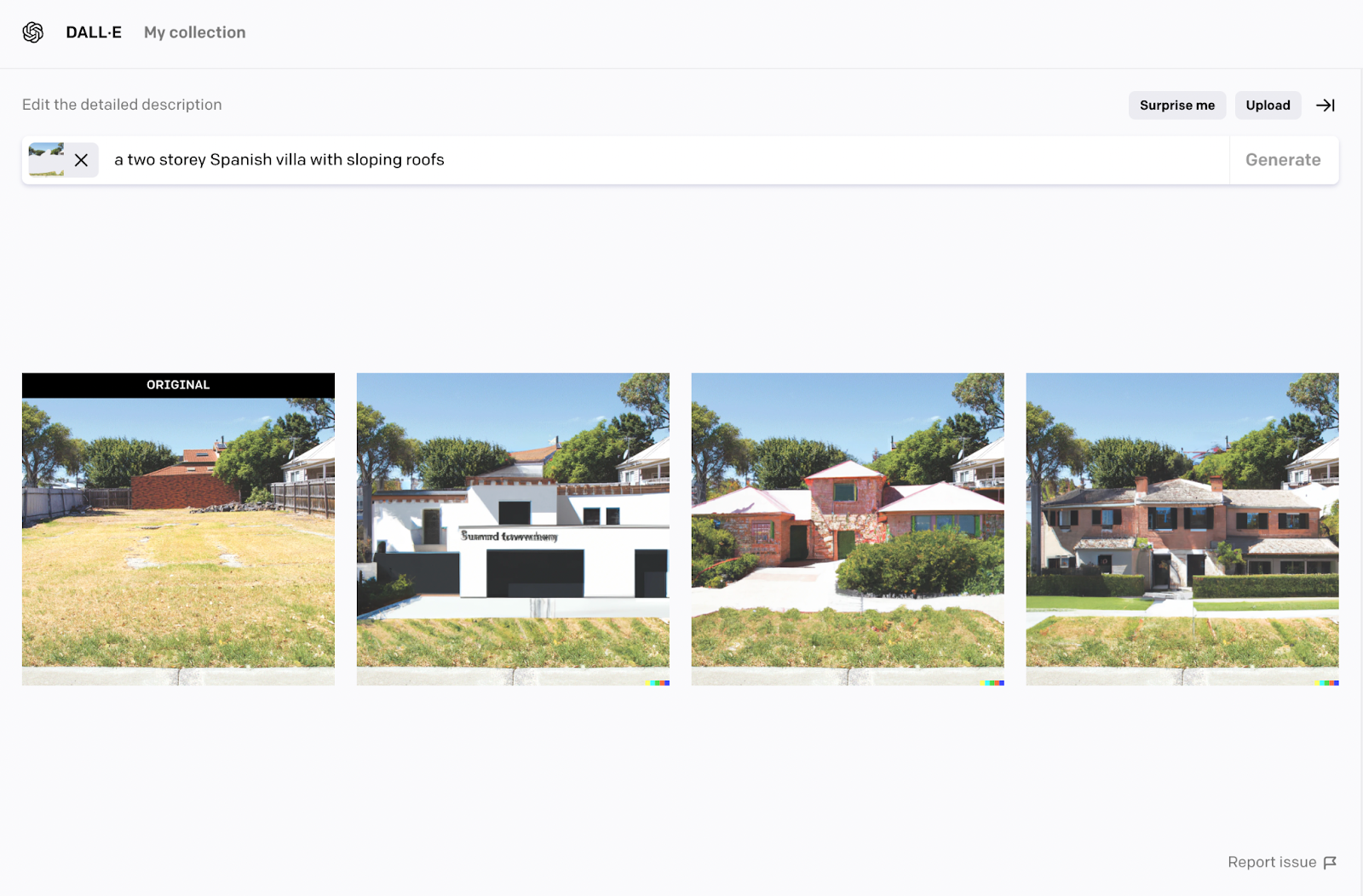 AI generated images of a spanish villa on a site