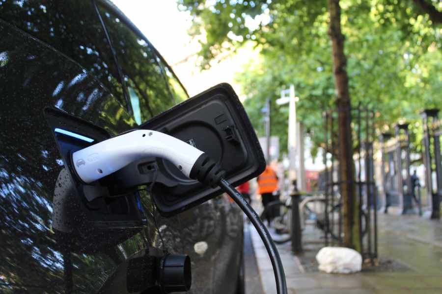 An EV Charging in the street