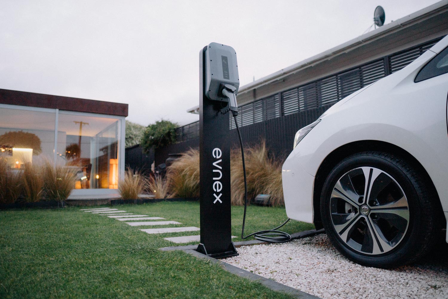 Electric car charging outside home