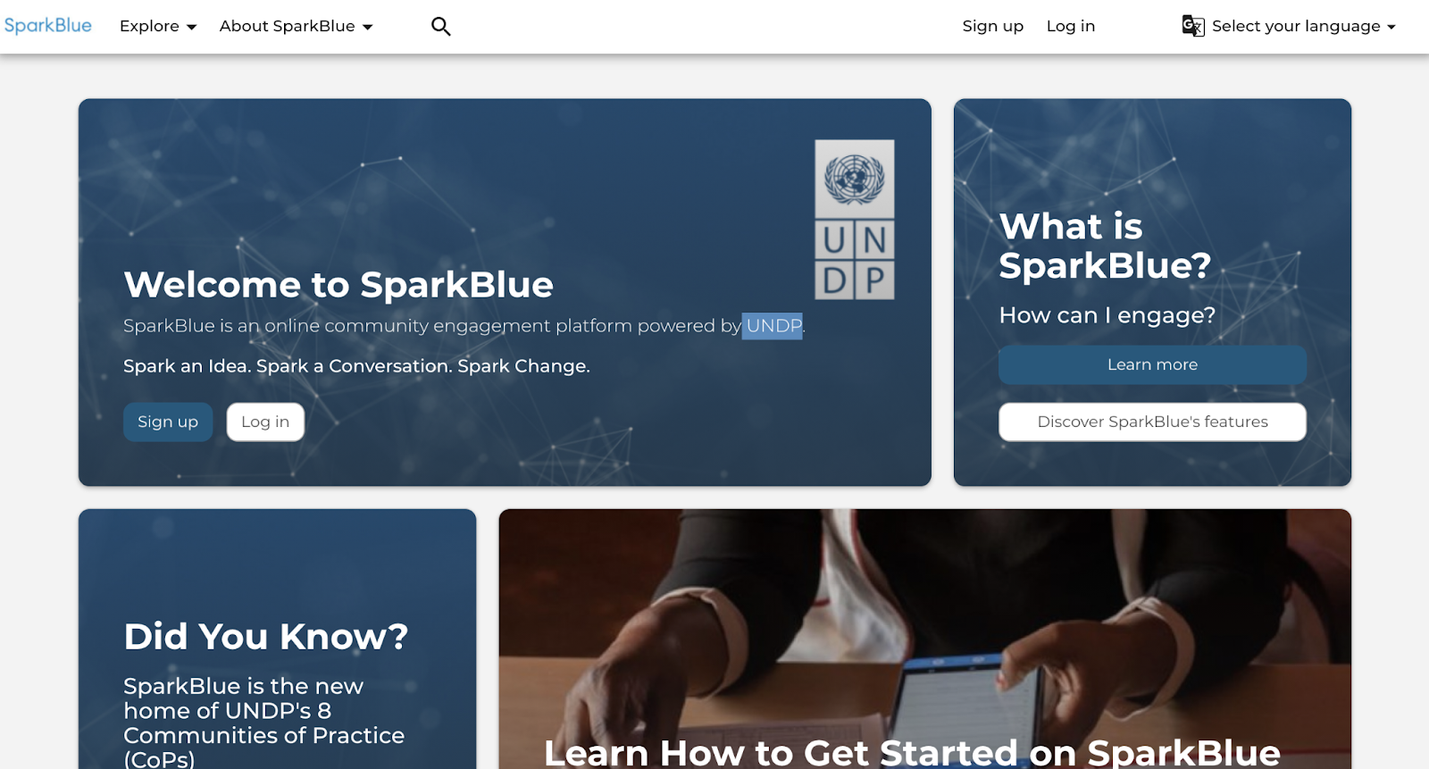Image of UNDP SparkBlue community portal