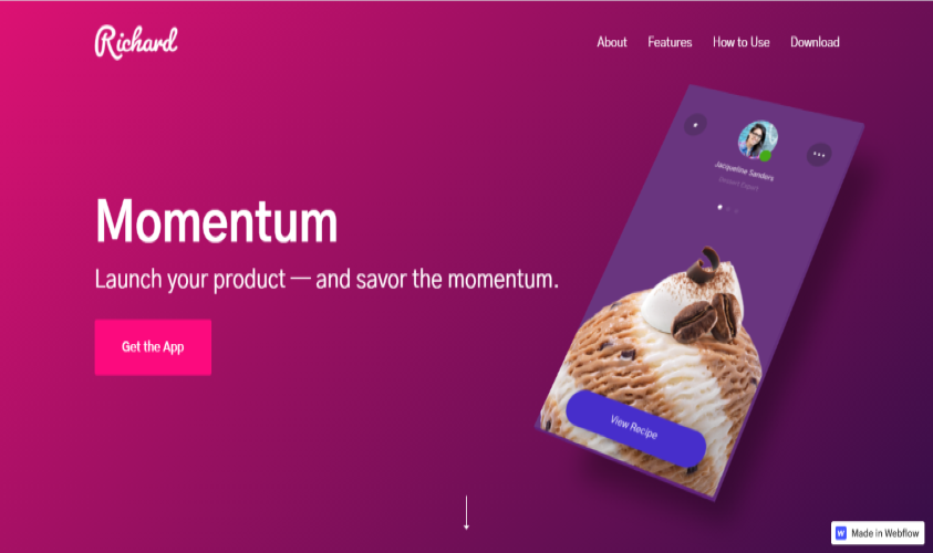 Momentum, Webflow responsive website