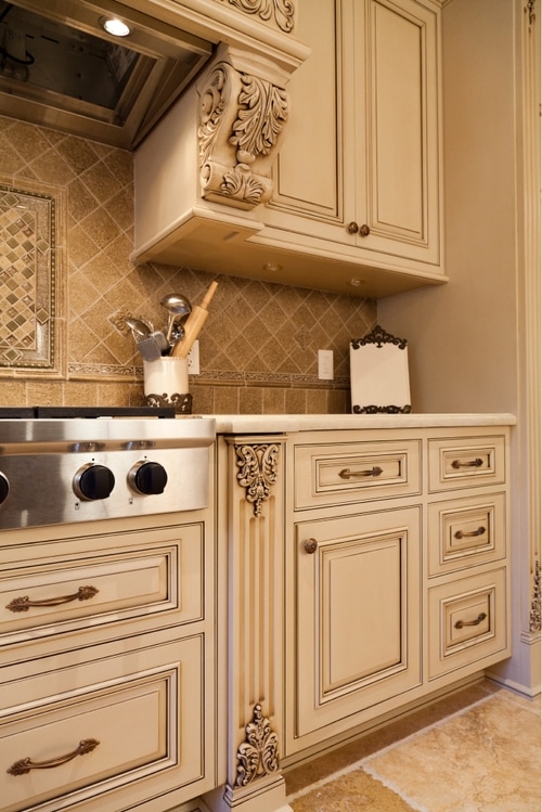 Classic hand carved patina kitchen North Caldwell, NJ | WL Kitchen & Home