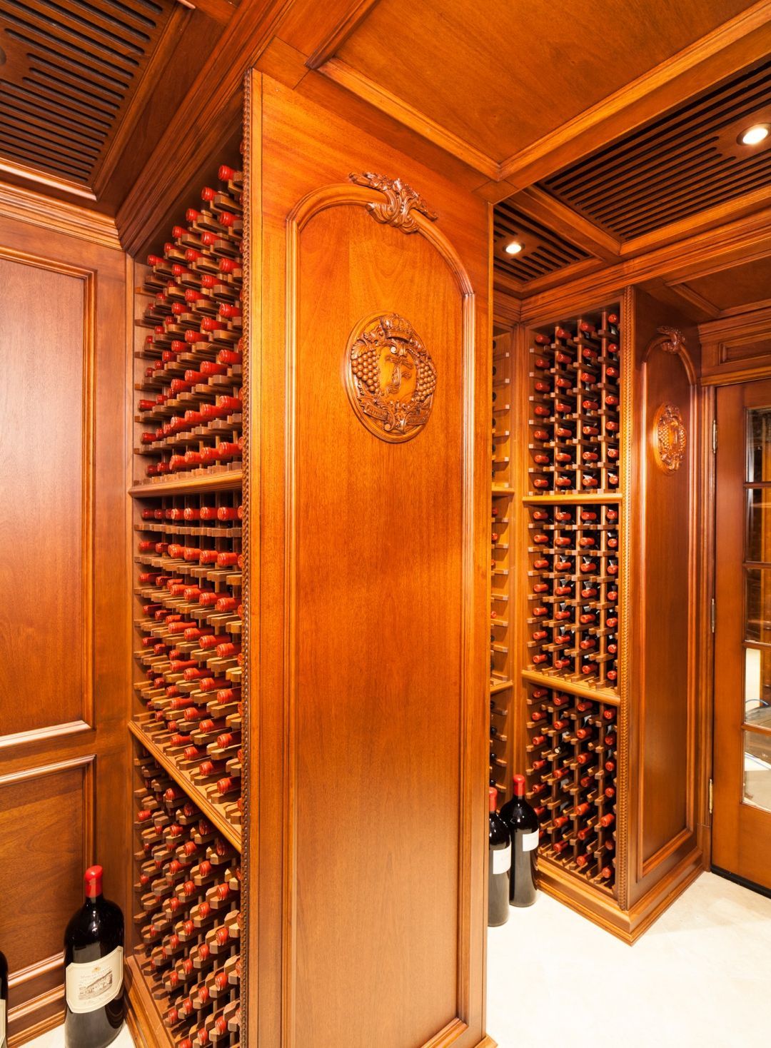 Light mahogany wine cellar Franklin Lakes, NJ WL Kitchen & Home