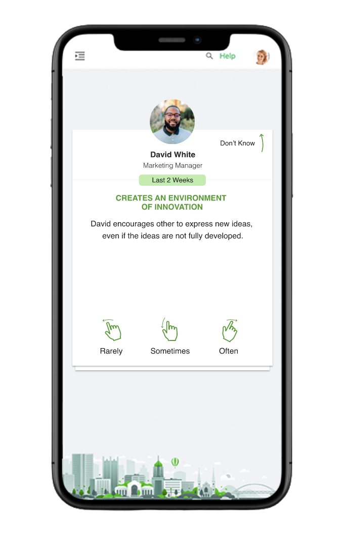 Smartphone displaying Rhabit habit swipe card.
