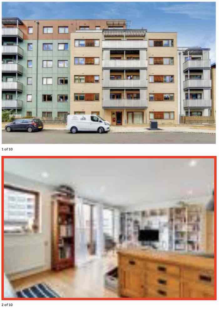 Image showing one sharp picture from an auction listing, and one blurry one. Blurry photos are a red flag and may mean they pay less attention to detail.