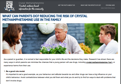 Reducing the risk of crystal methamphetamine use in the family - CODE