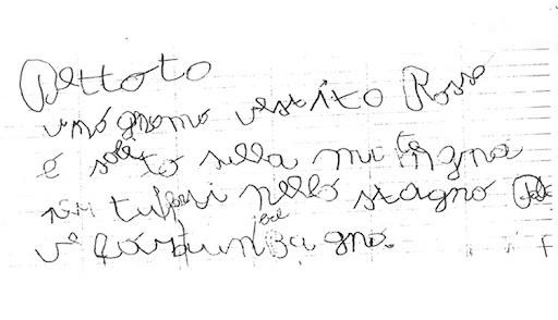 Testo scritto da una persona con disgrafia