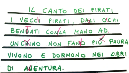 Testo scritto da un persona con disortografia