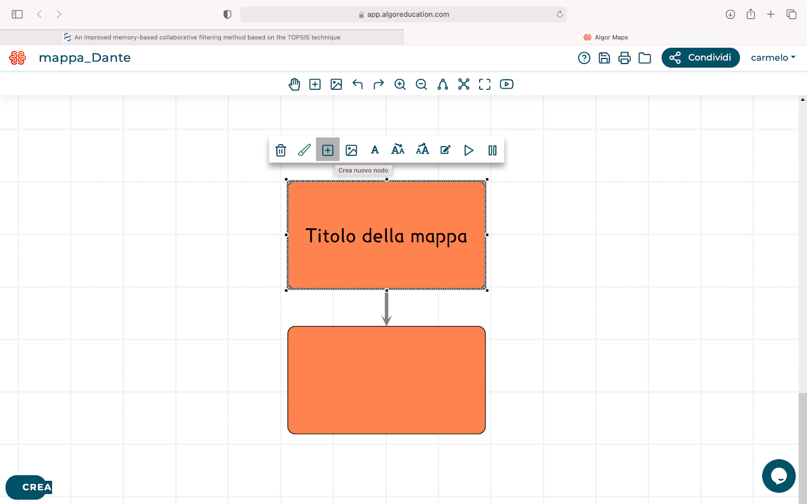 Crea un nuovo nodo tramite l’apposito pulsante