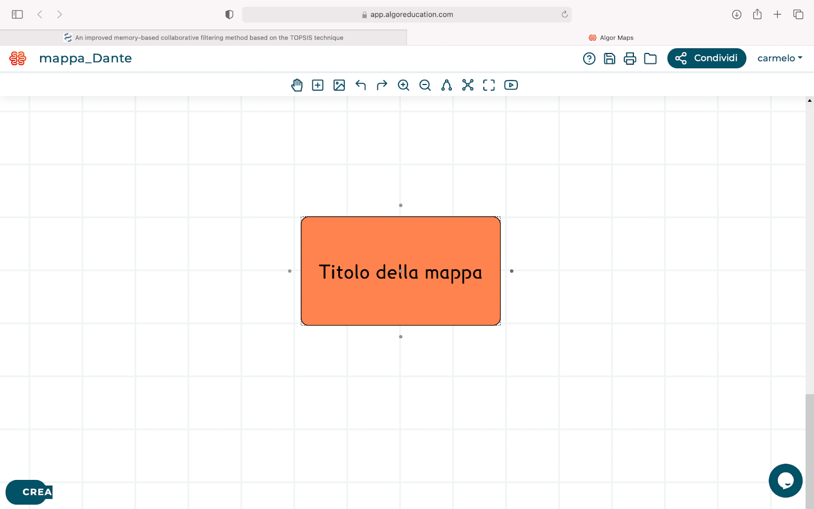 Trascina un nodo da uno dei 5 punti grigi