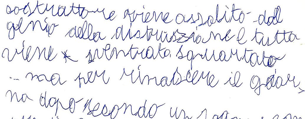 testo scritto da un disgrafico