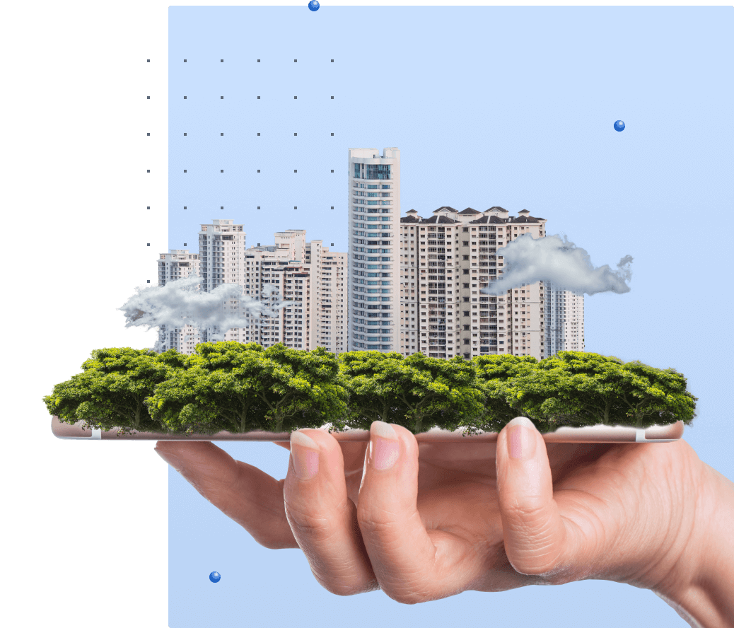 Mano que sostiene la ciudad, Ciudades inteligentes, SMART CITIES