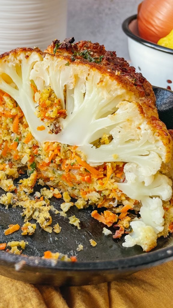 Whole Roasted Stuffed Cauliflower
