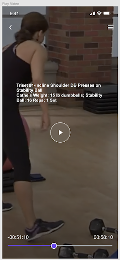 Cathe video playing screen