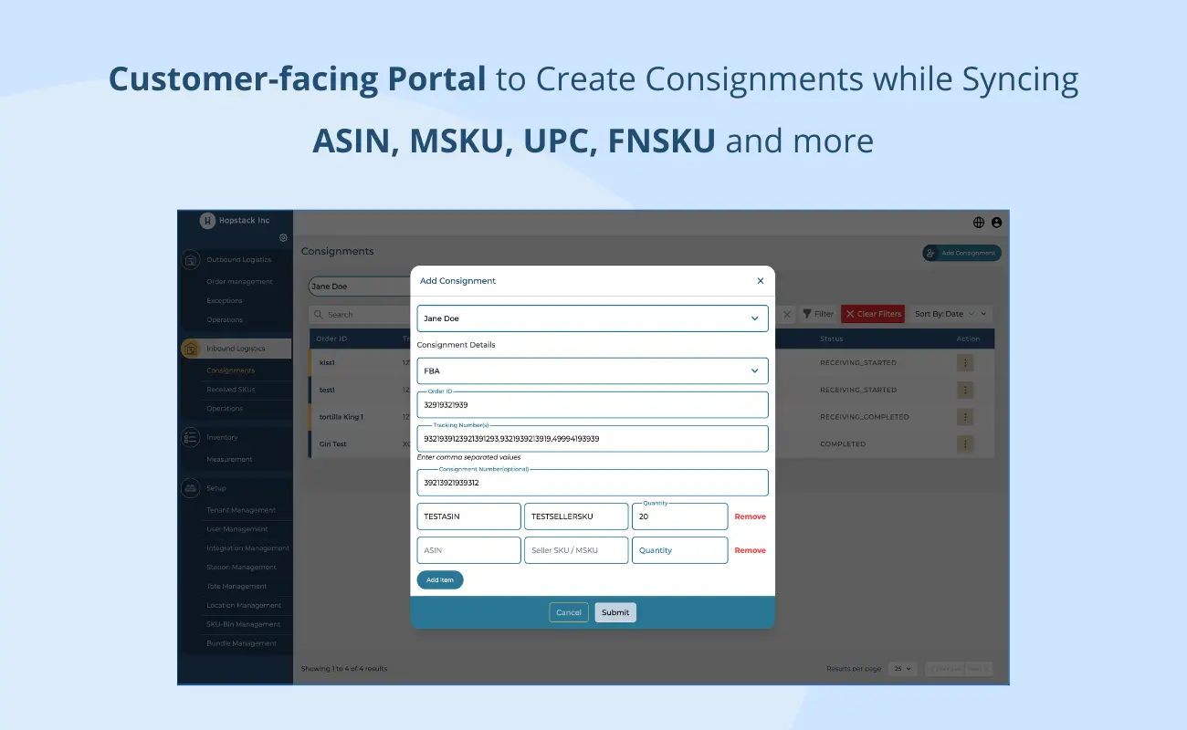 Hopstack Amazon FBA Portal